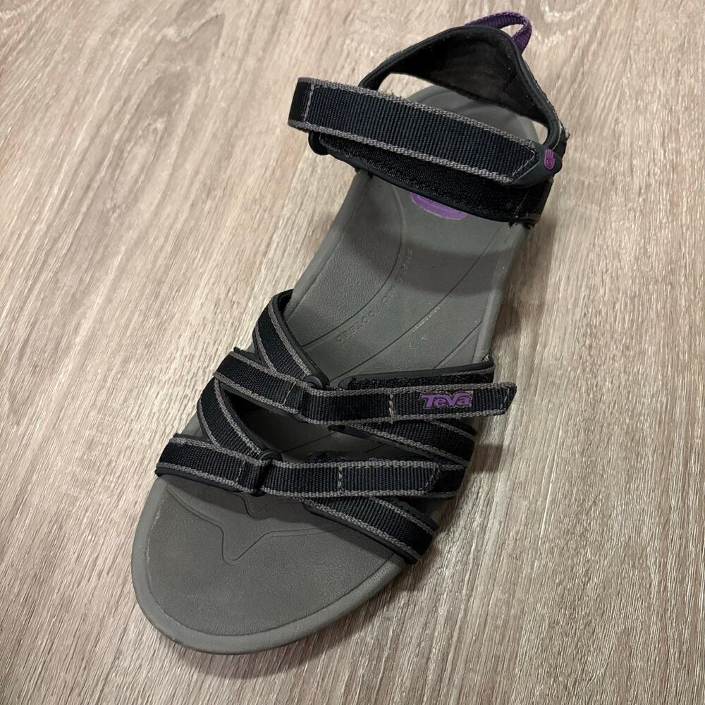 Teva Women’s Sport Sandals Sz 9 Black Purple Strappy Adjustable Comfort Outdoor - Picture 9 of 10